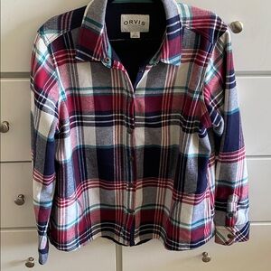 Orvis Womens Fleeced Lined Plaid Flannel Pinnacle Shirt Jacket Shacket -…